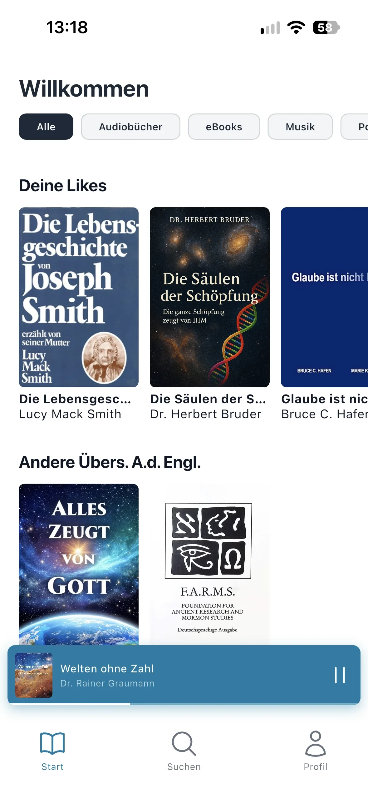 Die LDS Books App mit Buchbibliothek, Kategorien und Hörbuchplayer